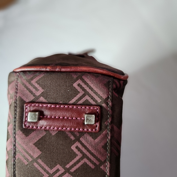 Tumi Signature Monogram laptop tablet tote bag maroon pink lining - Picture 12 of 16